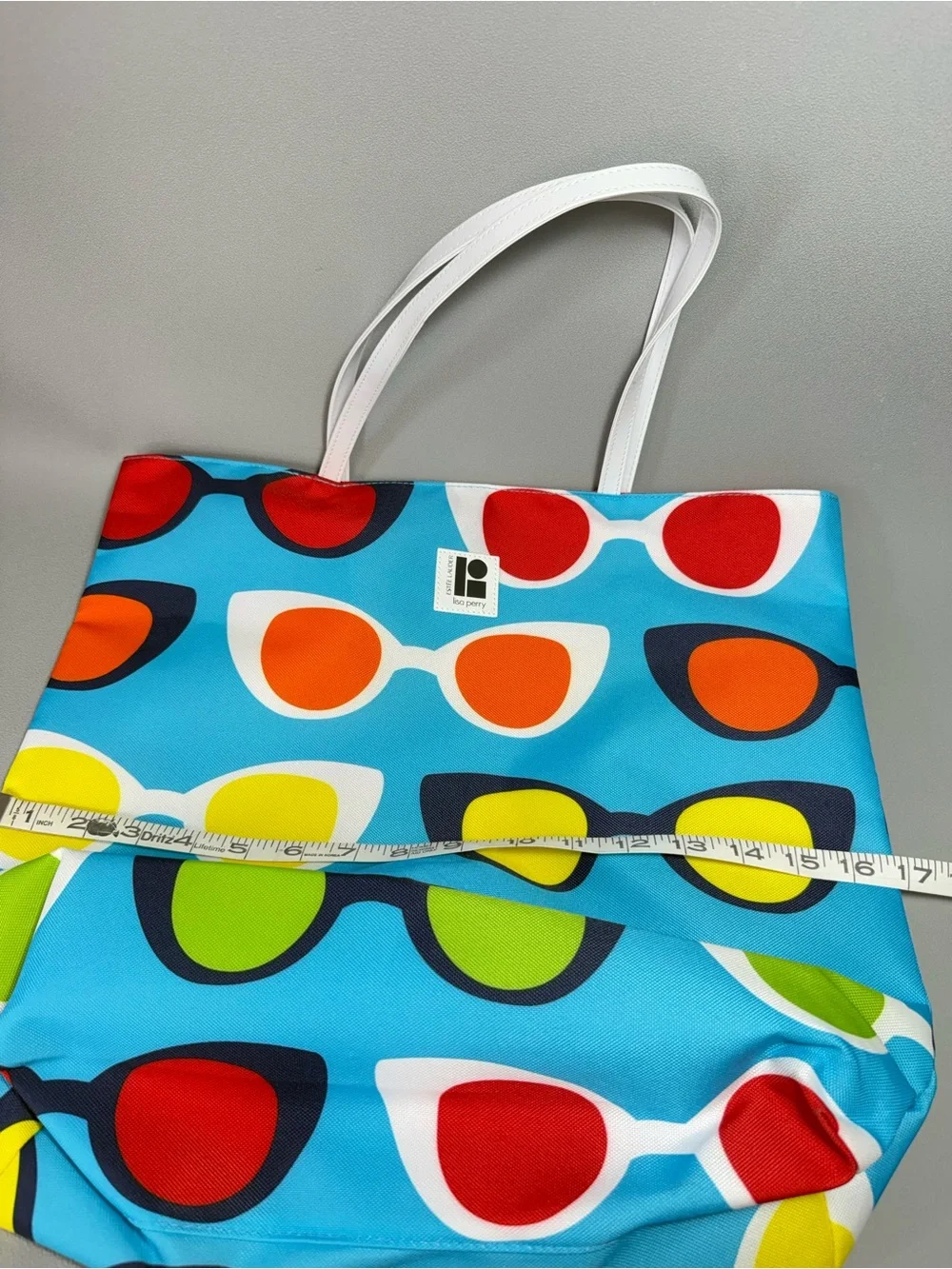 Estée Lauder x Lisa Perry Colorful Sunglasses Print Canvas Tote Bag